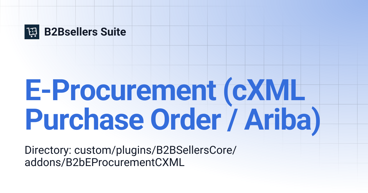 E-Procurement (cXML Purchase Order / Ariba) | Version 1 (Shopware 6.4 ...
